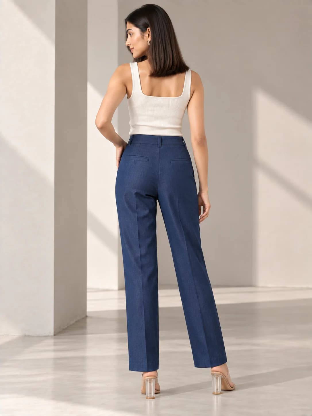 Indigo Cotton Straight Pants product image — Indigo thumbnail 4