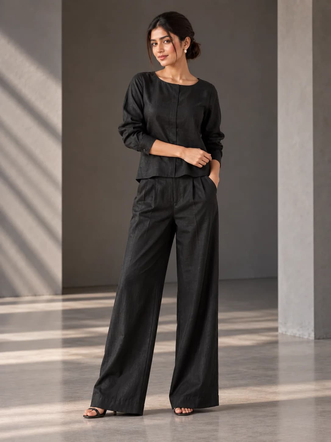 Black Linen Co-ord Set product image — Black — image 1