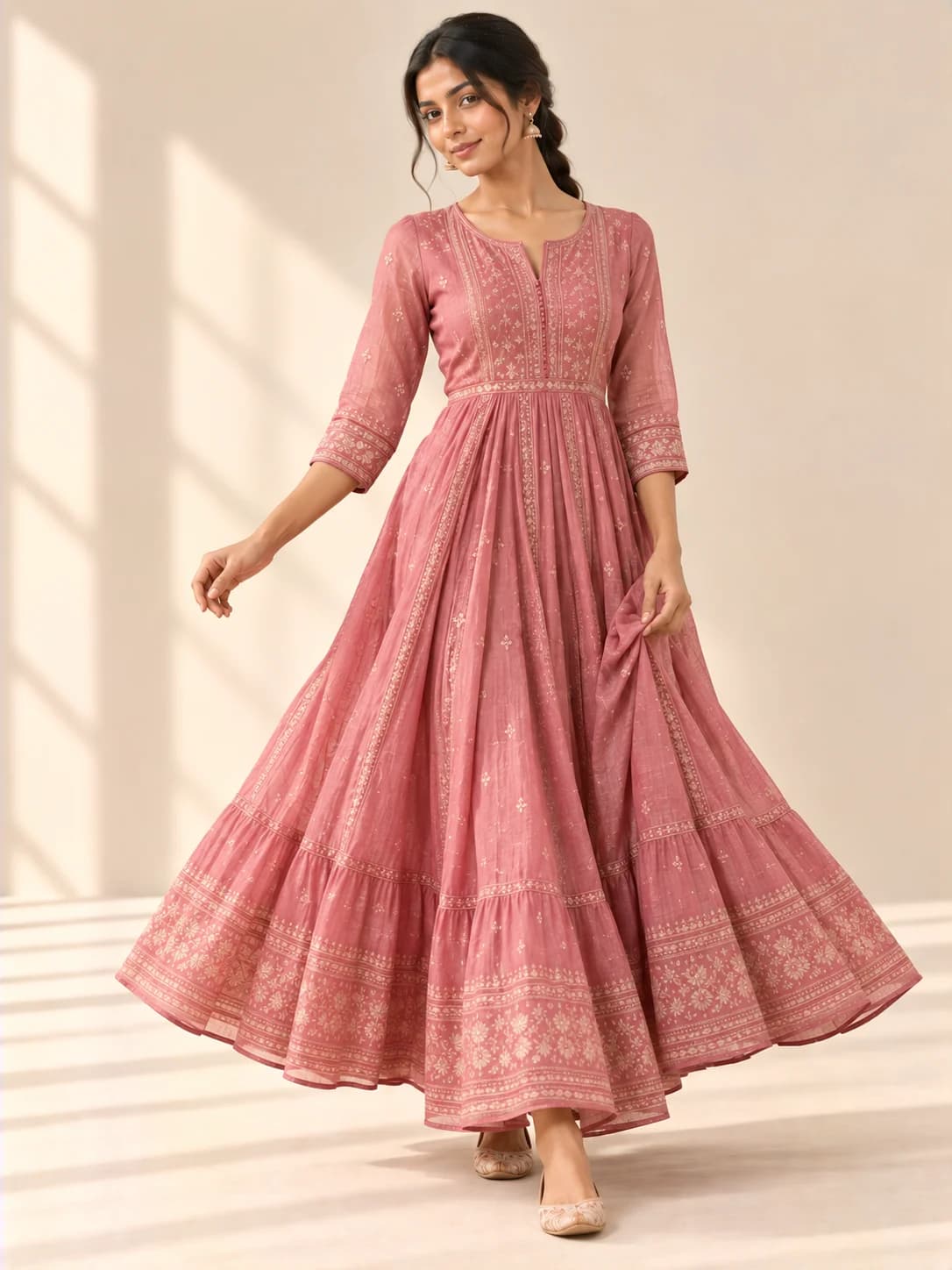 Dusty Pink Chanderi Maxi Dress product image — Dusty Pink thumbnail 2