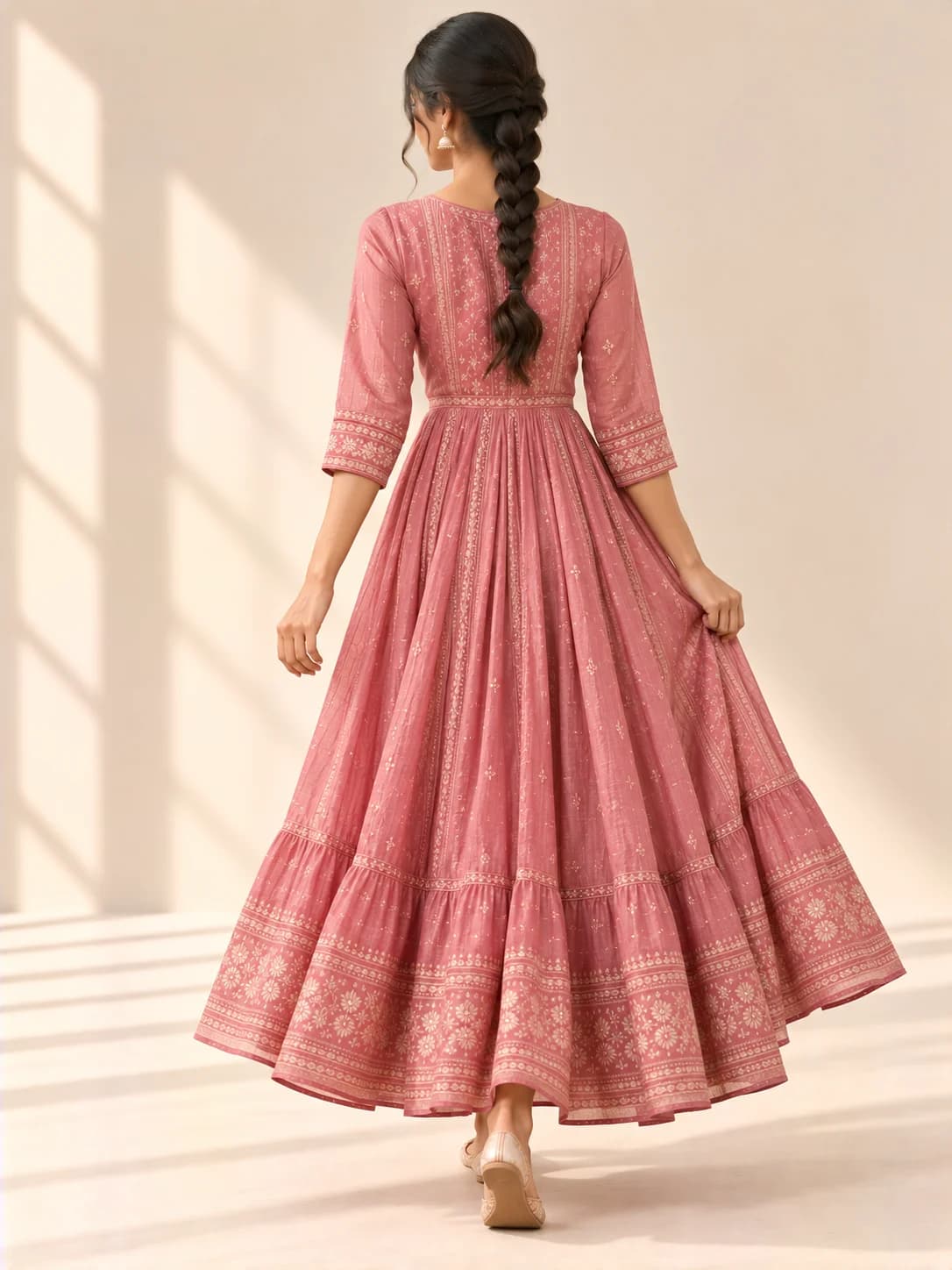 Dusty Pink Chanderi Maxi Dress product image — Dusty Pink thumbnail 4