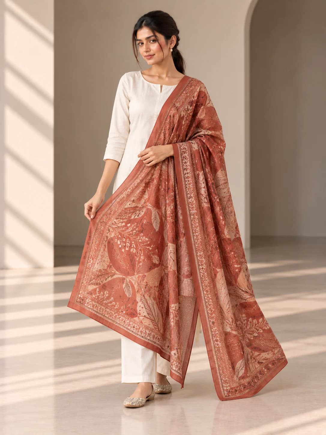 Terracotta Viscose Printed Dupatta product image — Terracotta — image 1