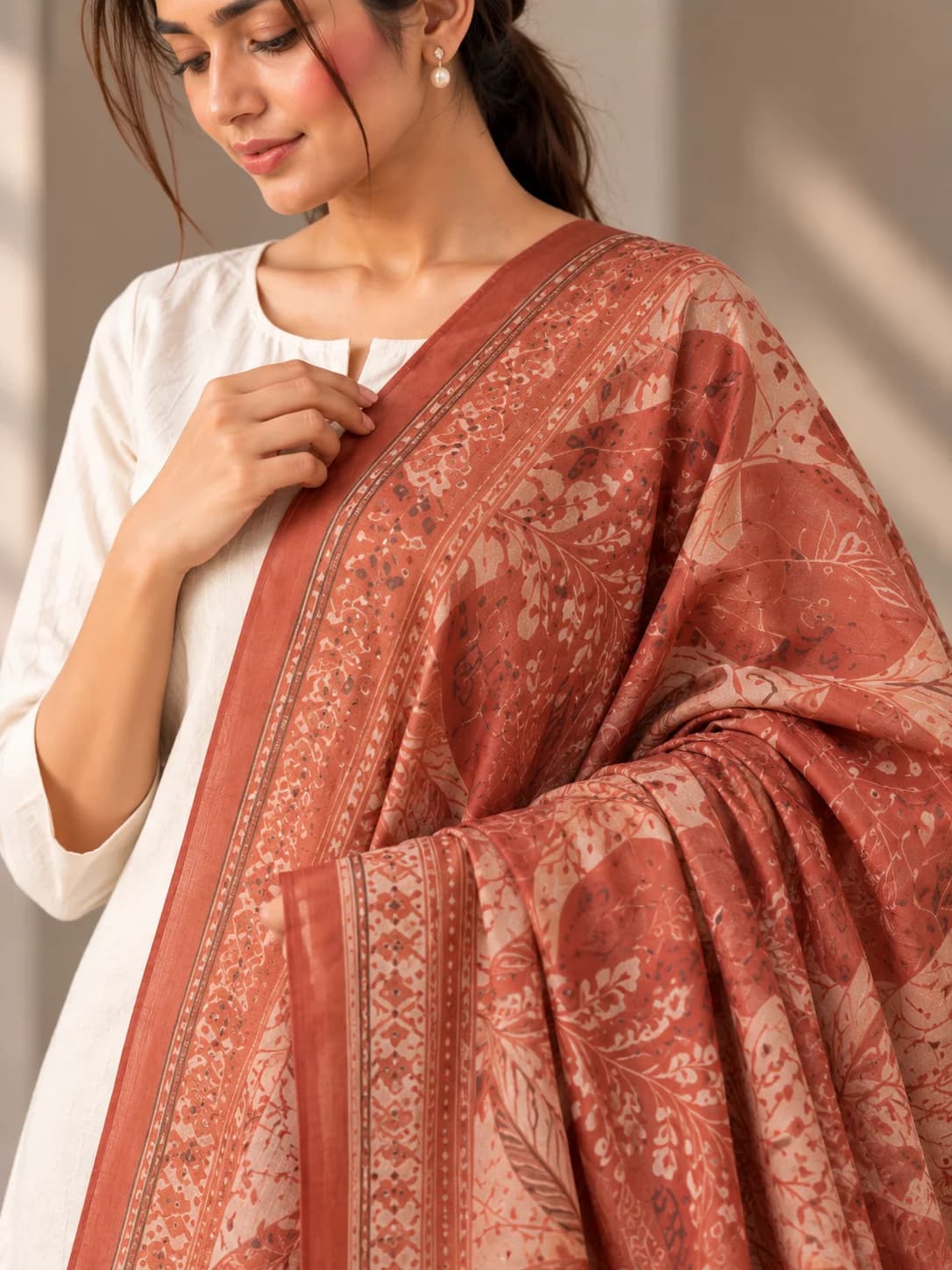 Terracotta Viscose Printed Dupatta product image — Terracotta thumbnail 3