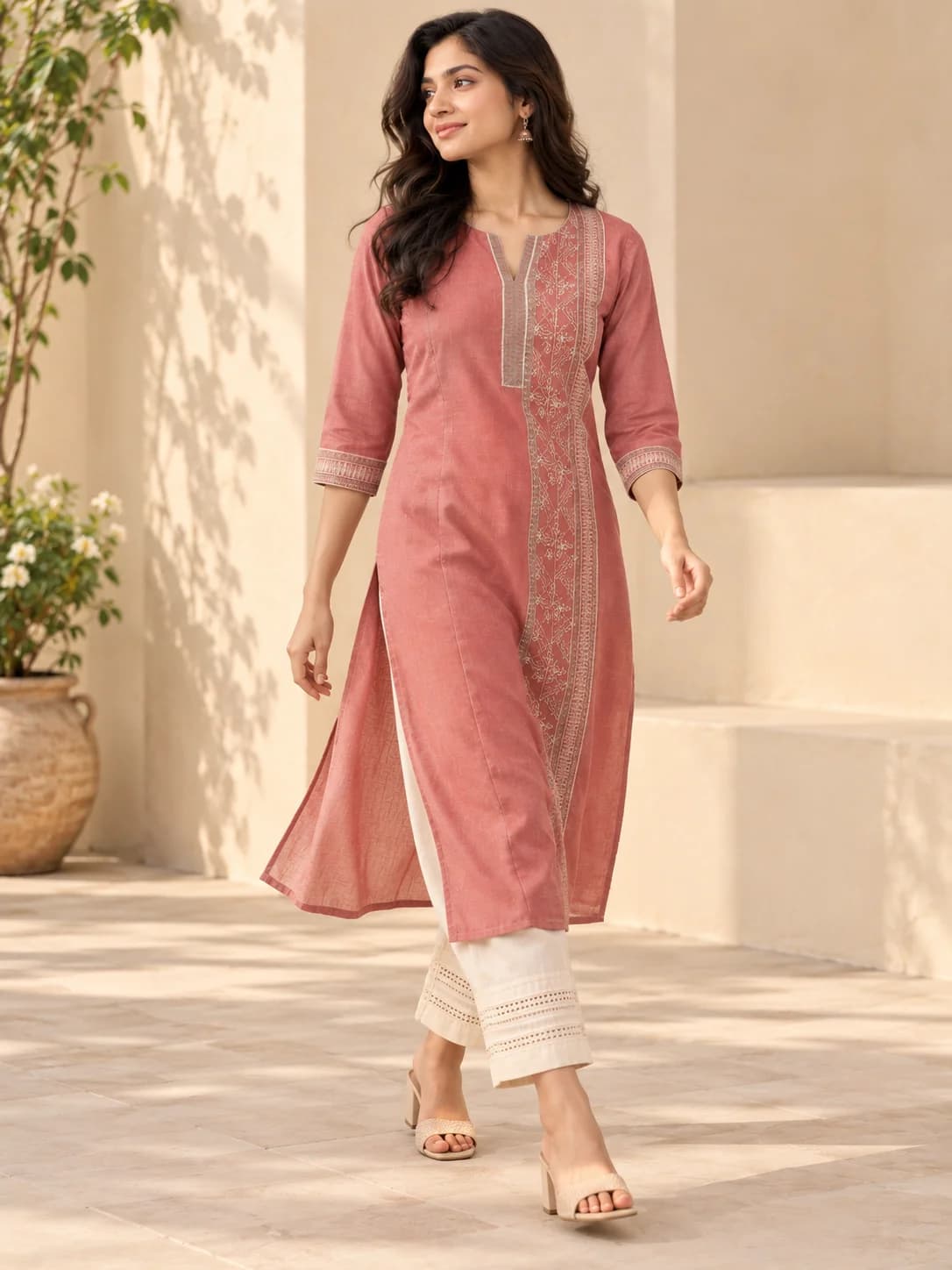 Earth Rose Cotton Blend Straight Kurta product image — Earth Rose thumbnail 4