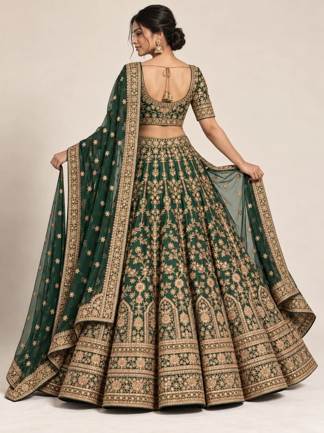 Emerald Zardozi Bridal Lehenga product image — Emerald thumbnail 4
