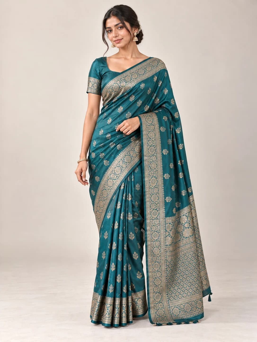 Teal Banarasi Silk Saree product image — Teal — image 1