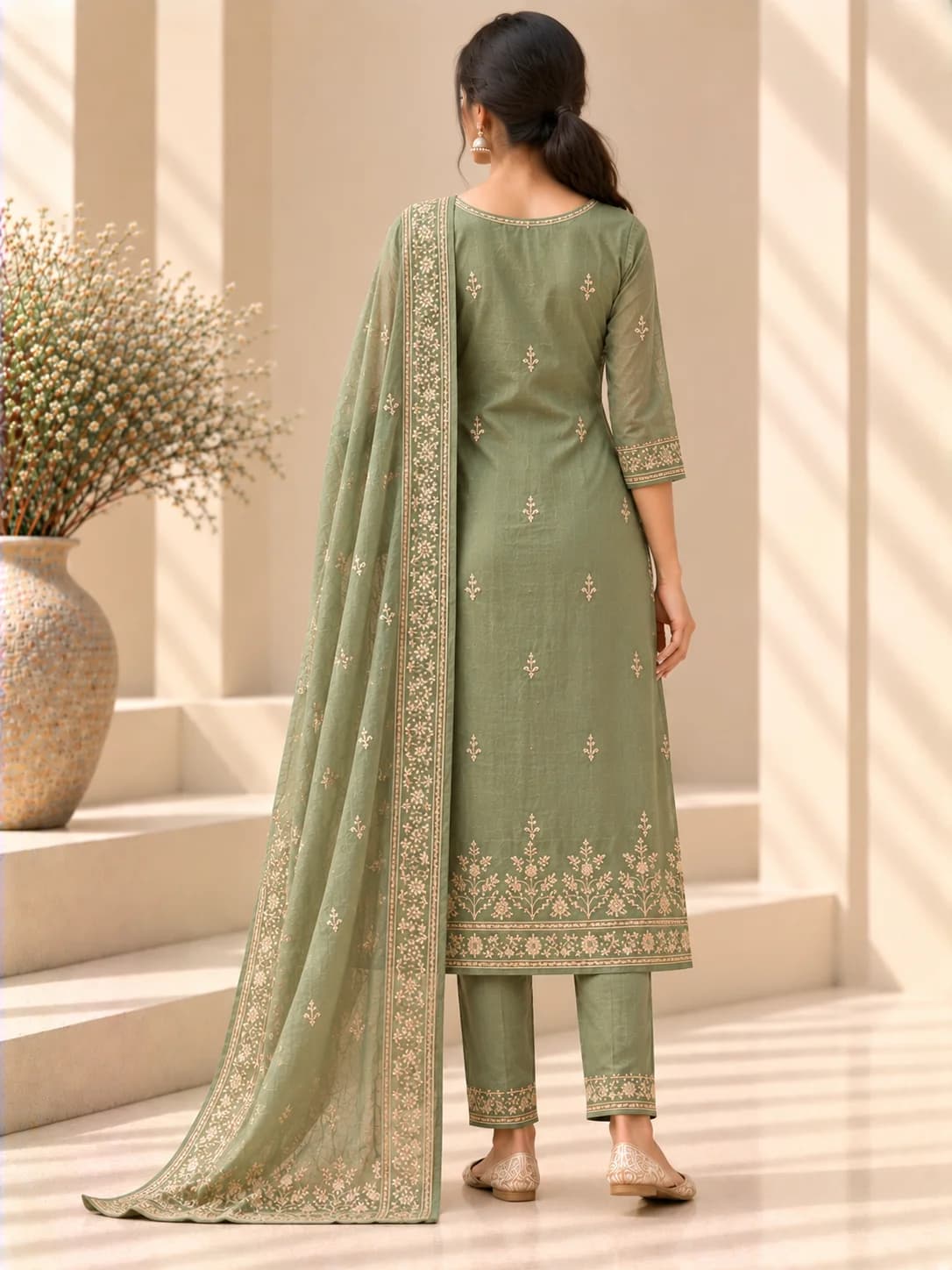 Sage Chanderi Silk Suit Set product image — Sage thumbnail 4