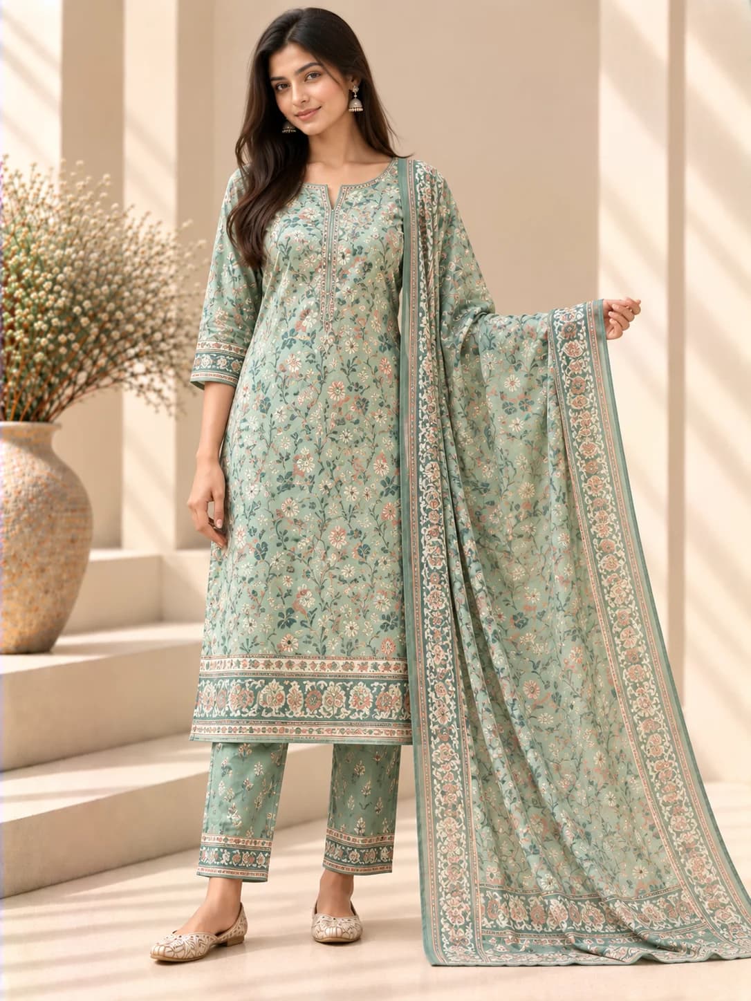 Seafoam Cambric Printed Suit Set product image — Seafoam — image 1