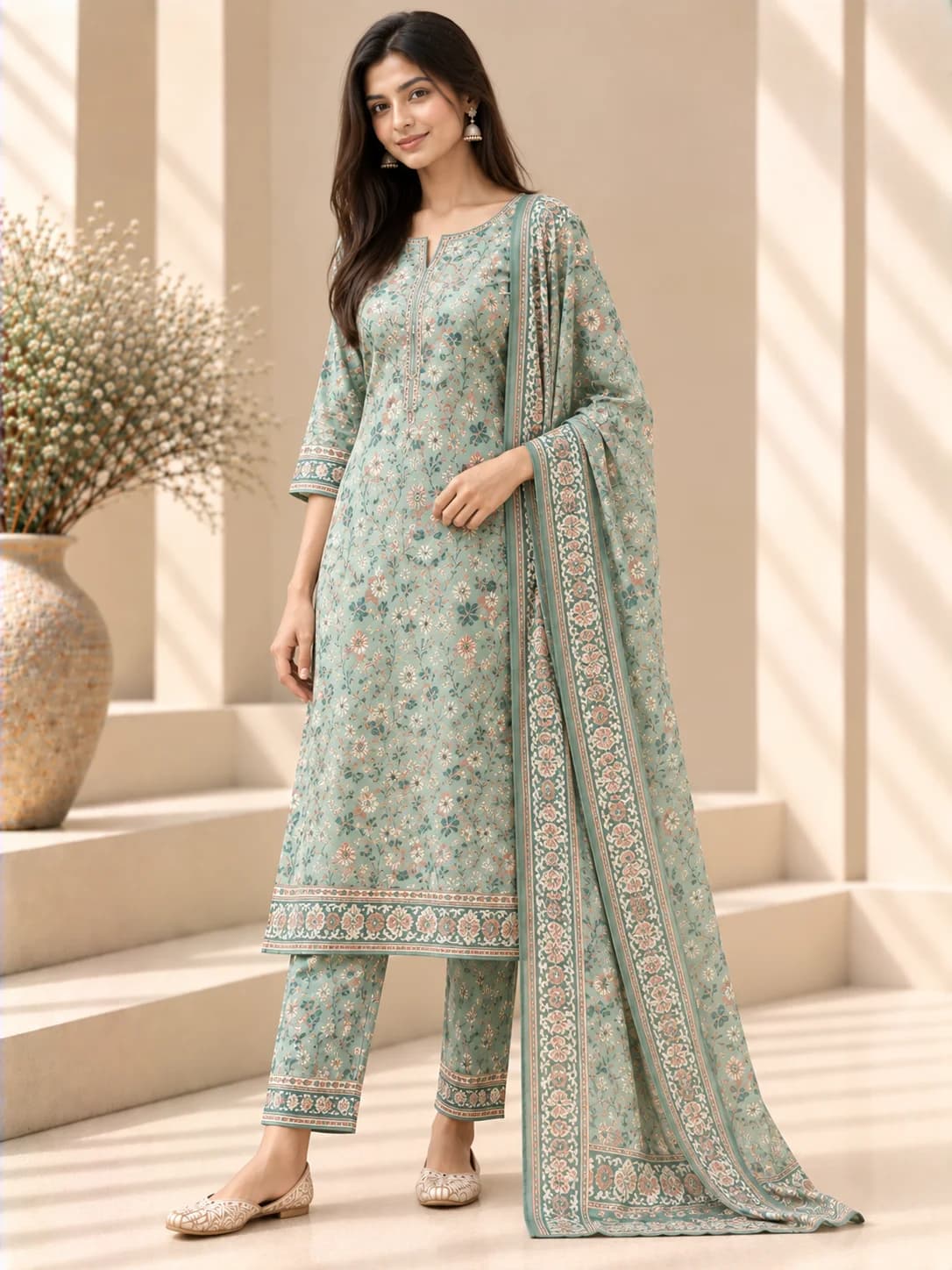 Seafoam Cambric Printed Suit Set product image — Seafoam thumbnail 2