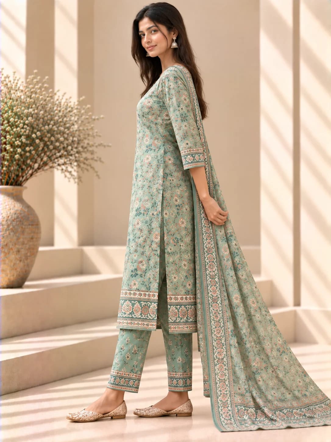 Seafoam Cambric Printed Suit Set product image — Seafoam thumbnail 3