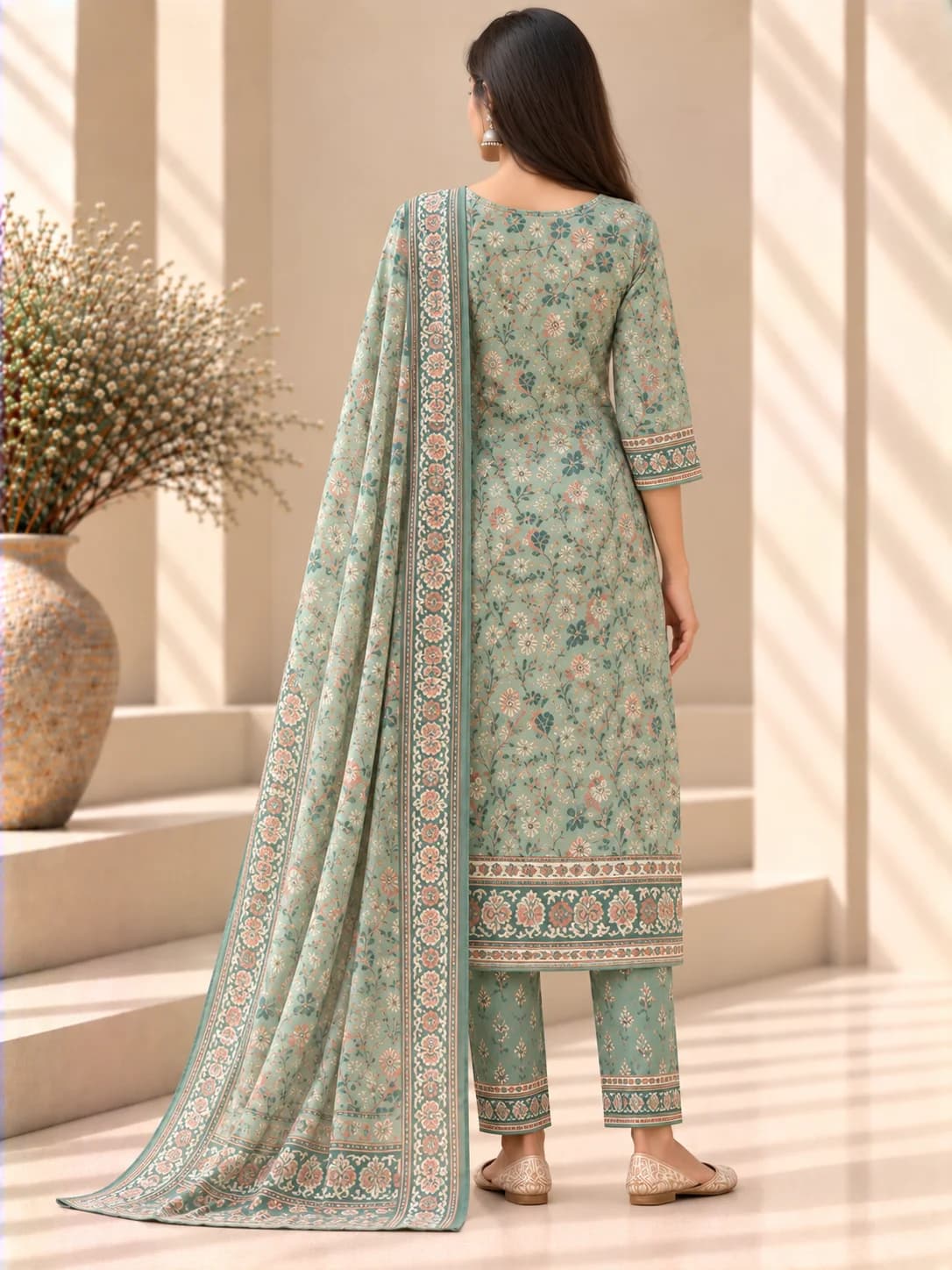 Seafoam Cambric Printed Suit Set product image — Seafoam thumbnail 4