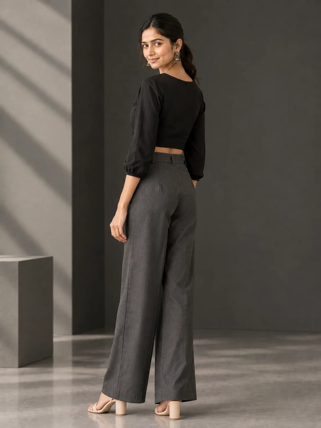 Black Crop Tie-Front Top product image — Black thumbnail 4