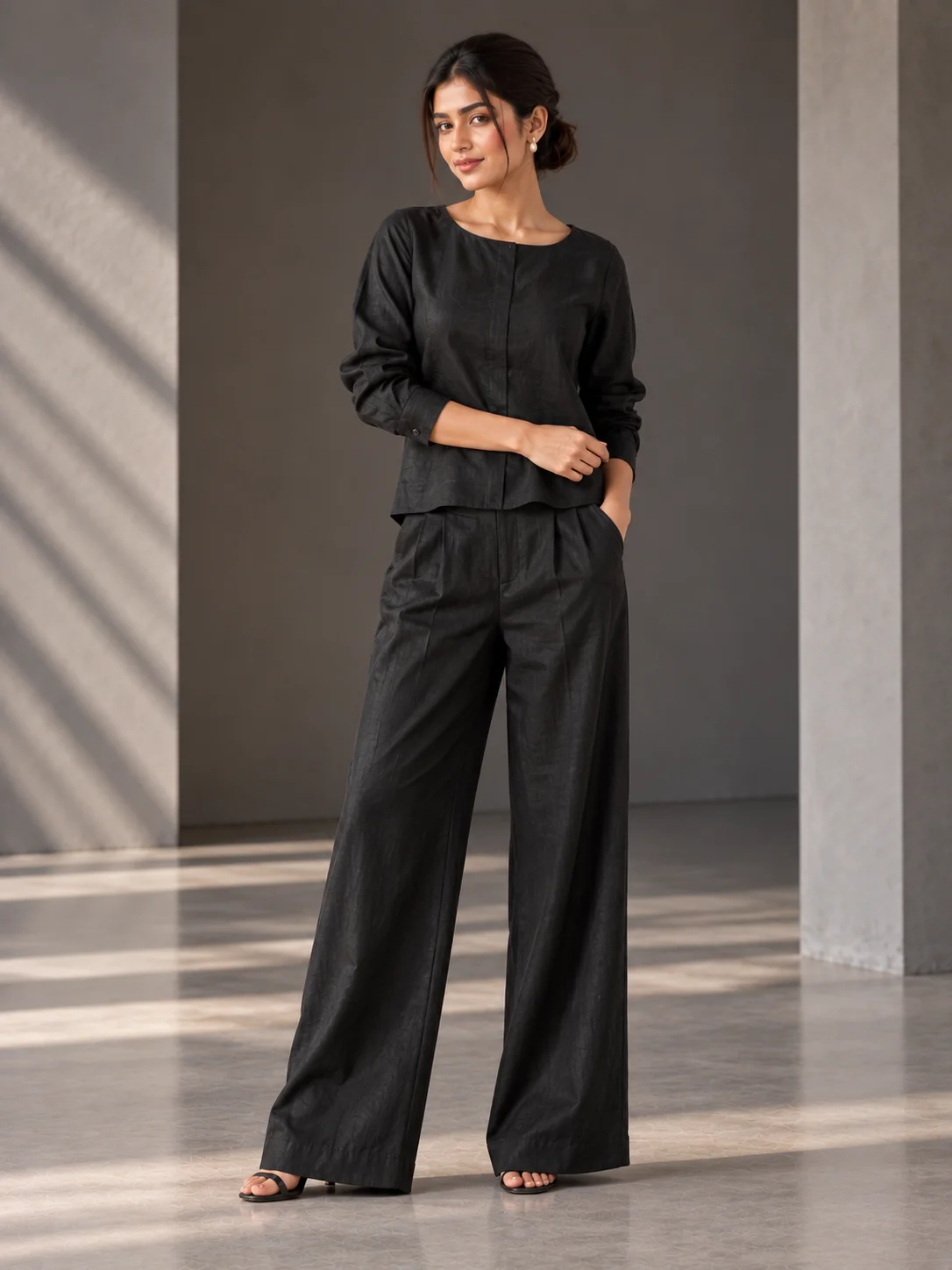 Black Linen Co-ord Set