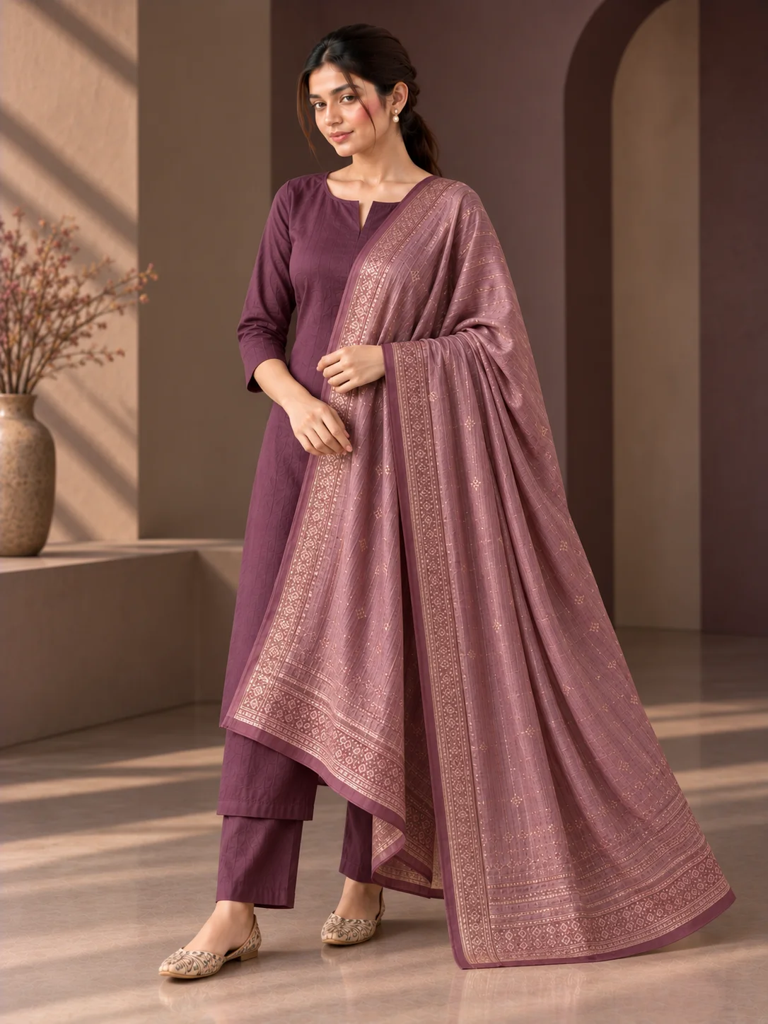 Soft Plum Viscose Occasion Dupatta